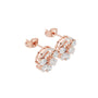 Rose gold diamond stud earrings with pear-shaped floral cluster design