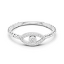 White metal diamond evil eye ring with pavé eye motif and round center stone