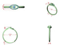 Evil eye rope band diamond ring with teal center eye and braided shank
