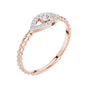 Rose gold evil eye diamond ring, braided rope band with pavé eye detail