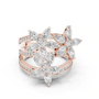 Rose gold marquise diamond statement ring with pavé band and clustered marquise stones