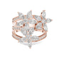 Rose gold marquise floral blossom ring with marquise center stone and petal stones