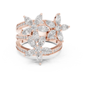Rose gold marquise floral blossom ring with marquise center stone and petal stones
