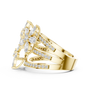 Yellow gold marquise floral blossom ring with three rows of pavé accents