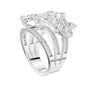 Platinum marquise diamond statement ring with pavé band and clustered marquise stones