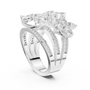 Platinum marquise diamond statement ring with pavé band and clustered marquise stones
