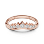 Curved diamond tiara band in rose gold with round diamonds in a row