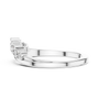 White gold curved diamond wedding band with round stones and stepped prong settings