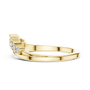 Yellow gold curved diamond wedding band with round stones and stepped prong settings