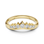 Curved diamond tiara band in yellow gold with round diamonds in a row
