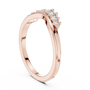 Rose gold curved round-diamond wedding band, side view with stacked prong settings