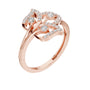 Rose gold diamond statement ring with round stones and floral lattice setting, side view