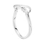 White gold infinity knot ring with open oval frame and small pavé-set stones