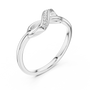 White gold infinity knot ring with open oval band and pavé-set stone channel
