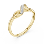 Infinity knot diamond ring in yellow gold with pavé diamond bar