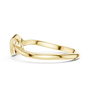 Infinity knot diamond ring, yellow gold side profile with pavé center