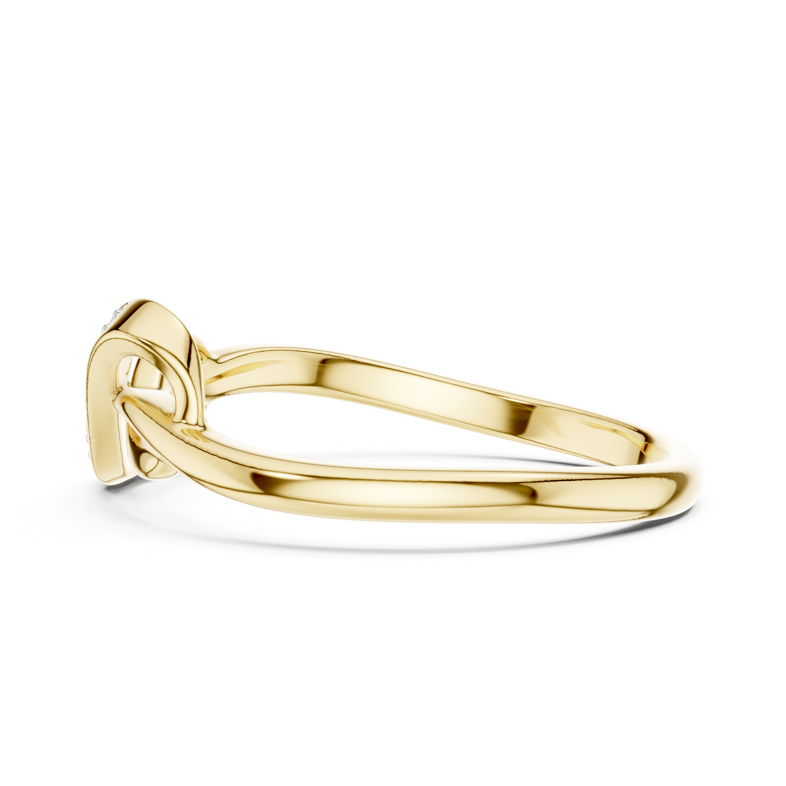 Infinity knot ring in yellow gold with pavé stone detail