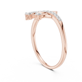 Rose gold bypass diamond engagement ring with round pavé stones, side view