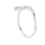 Platinum bypass diamond engagement ring with round pavé stones, side profile