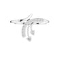 Platinum bypass diamond engagement ring with round pavé stones, top angled view