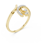 Yellow gold bypass diamond engagement ring with round center diamond, 3/4 view