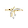 Bypass diamond engagement ring, yellow gold with round center and side stones