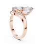 Oval lab-grown diamond engagement ring in rose gold with fan-style side stones