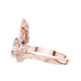 Oval lab-grown diamond engagement ring in rose gold, side view of geometric setting