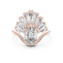 Oval lab-grown diamond engagement ring in rose gold with radiant fan setting