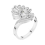 Oval lab-grown diamond engagement ring in white gold with curved pavé band