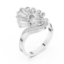 Oval lab-grown diamond engagement ring in white gold with curved pavé band