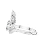 Oval lab-grown diamond engagement ring in white gold, side view of fan setting
