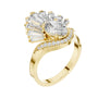 Oval lab-grown diamond engagement ring in yellow gold with curved pavé band