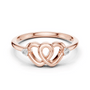Rose gold diamond promise ring with entwined heart centerpiece and small round side stones
