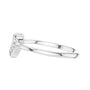 White gold diamond promise ring profile view with heart motif and round stones