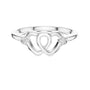 White gold diamond promise ring top view with heart pattern and round bezel-set stones