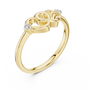 Yellow gold diamond promise ring with entwined heart design and round accent stones