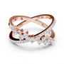 Rose gold diamond band ring with round pavé and raised round stones