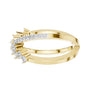 Yellow gold diamond band with round stones along one side, open curved view