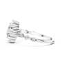 White gold engagement ring side view with round diamonds on the split shank