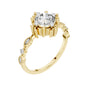 Yellow gold engagement ring with round center diamond and pavé side accents