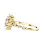 Yellow gold engagement ring side view with round diamonds on the split shank