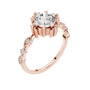 Rose gold engagement ring with round center diamond and pavé side accents