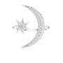 White gold crescent moon and star diamond ring with pavé surround and center stone