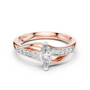 Marquise gemstone engagement ring, rose gold with pavé band and marquise center