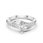 Marquise gemstone engagement ring, white metal with pavé band and marquise center