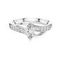 White gold marquise sapphire engagement ring with pavé band and marquise center