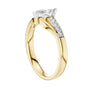 Marquise-cut gemstone engagement ring in yellow gold with pavé side stones