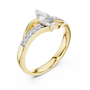 Marquise-cut gemstone engagement ring in yellow gold with pavé setting