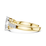 Marquise gemstone engagement ring side view with pavé row on yellow gold